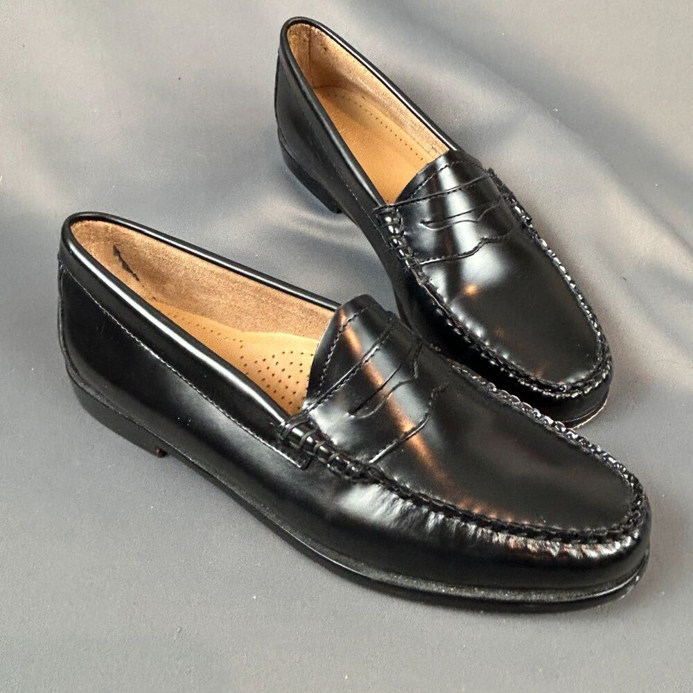Bass Weejuns Black Leather Classic Slip On Penny Loafers Size 9.5 Leather Sole - Picture 10 of 16